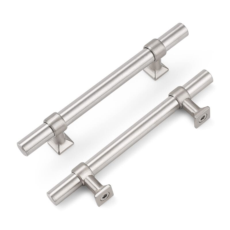 knobelite 10 Pack Hole Centers 4inch Brushed Nickel Cabinet Pulls Stainless Steel Kitchen Drawer Handles with Zinc Alloy Base T