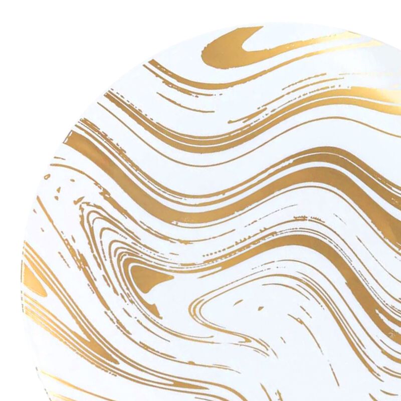 10.25" White with Gold Waves Plastic Dinner Plates (120 Plates) image number 7