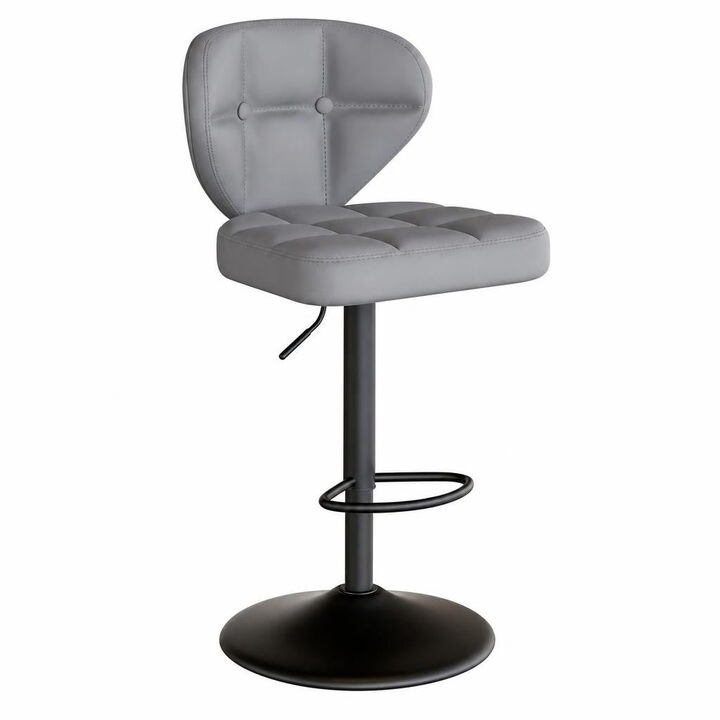 PU Leather Swivel Bar Stools Set of 2, Modern Hydraulic Adjustable Counter Height Stools, Steady Water Resistant Iron Frame 360&deg; Kitchen Island Chairs