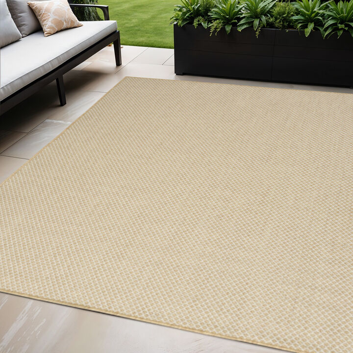 HomeRoots 5' X 7' Natural And Ivory Geometric Indoor Outdoor Area Rug