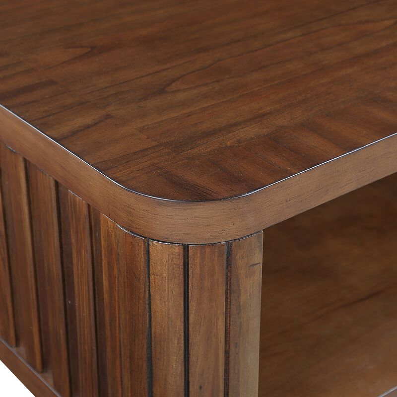 Mondawe 41.5-Inch Solid Wood Coffee Table, Rectangular Central Coffee Table With Open Storage Rack