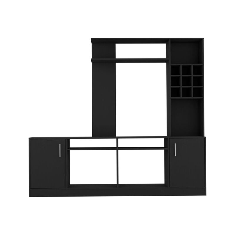King Entertainment Center for TV&acute;s up 78", Double Door Cabinet, Storage Spaces, Six External Shelves, Black