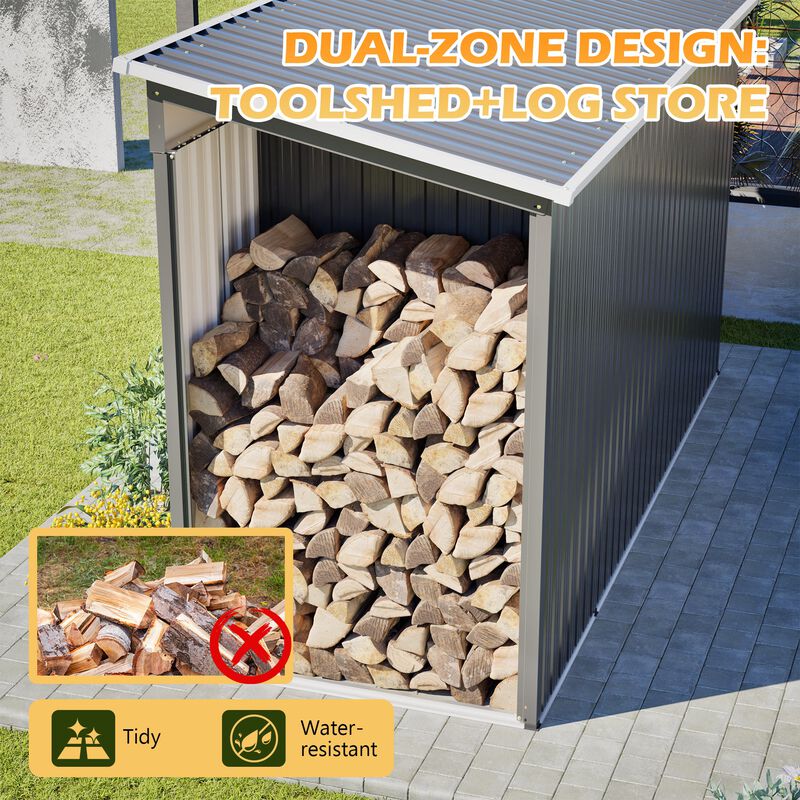 10 FT x 4 FT Outdoor Metal Storage Shed for Garden Tools Lockable Door With Floor Frame image number 6