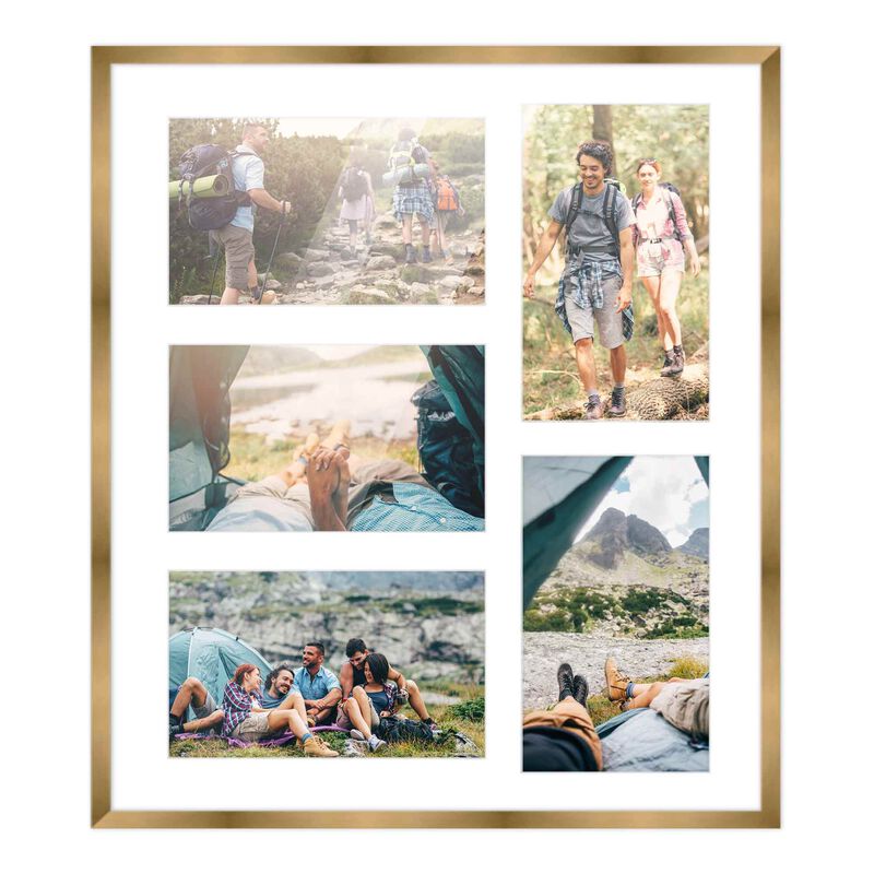 12x14 Wood Collage Frame with a White Mat for 4x6 Pictures