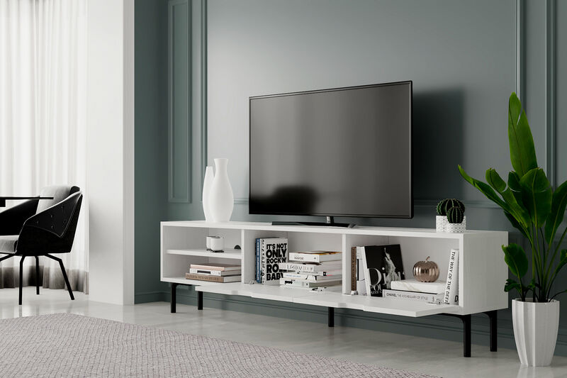 Riga 71"Tv Stand With Legs  Wooden Black-Oak
