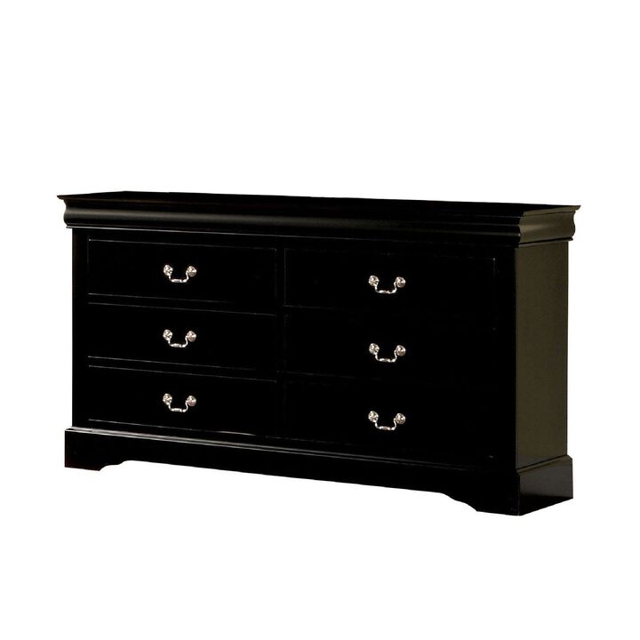 Wooden Dresser With Six Drawers , Black