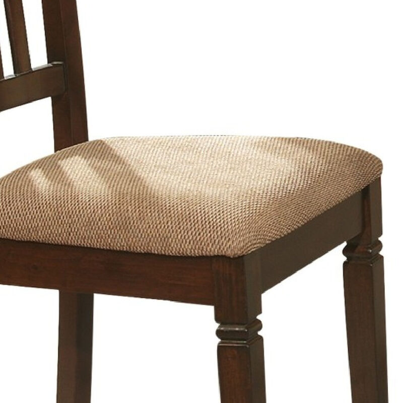 Fabric Upholstered Slated Back Side Chair, Espresso & Light Brown (Set of 2) image number 3