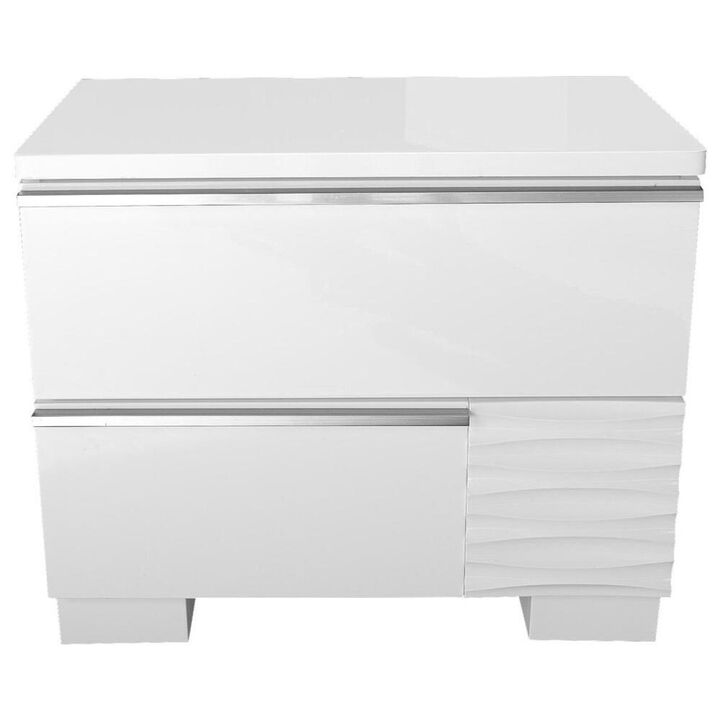 Best Master Furniture Best Master Athens 2-Drawer Poplar Wood Bedroom Nightstand in White Lacquer