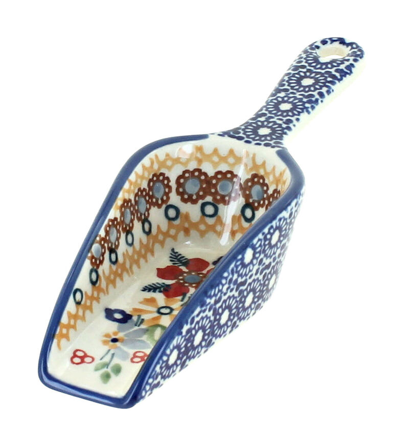 Blue Rose Polish Pottery Red Daisy Scoop