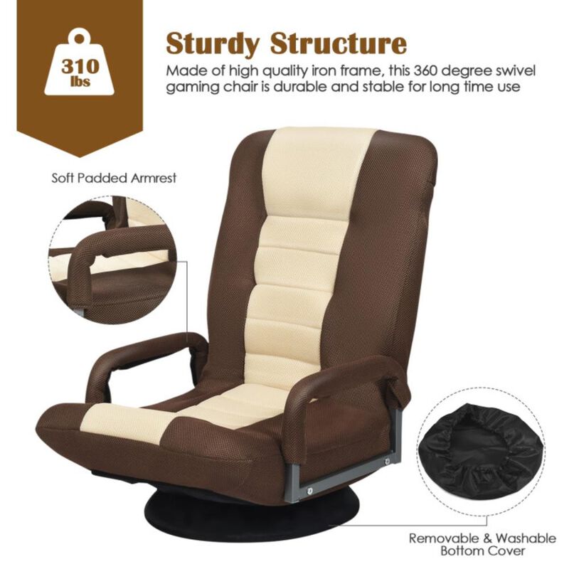 Hivvago 360-Degree Swivel Gaming Floor Chair with Foldable Adjustable Backrest