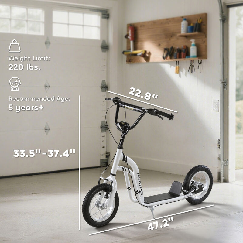 BreeBe Youth Scooter Front and Rear Caliper Dual Brakes 12-Inch Inflatable Front Wheel Ride On Toy image number 2