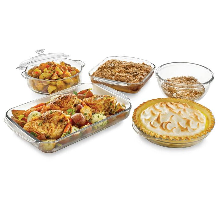 QuikFurn 6-Piece Glass Bakeware Casserole Baking Dish Set - Microwave and Oven Safe
