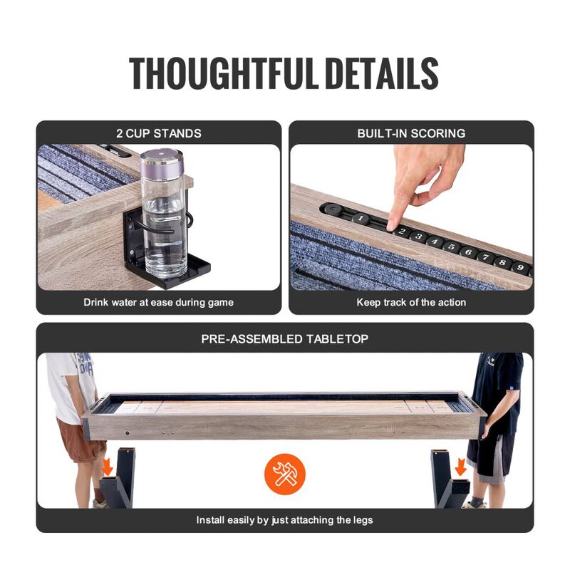 9 Foot LED Shuffleboard and Bowling Table with Pucks Accessories image number 5