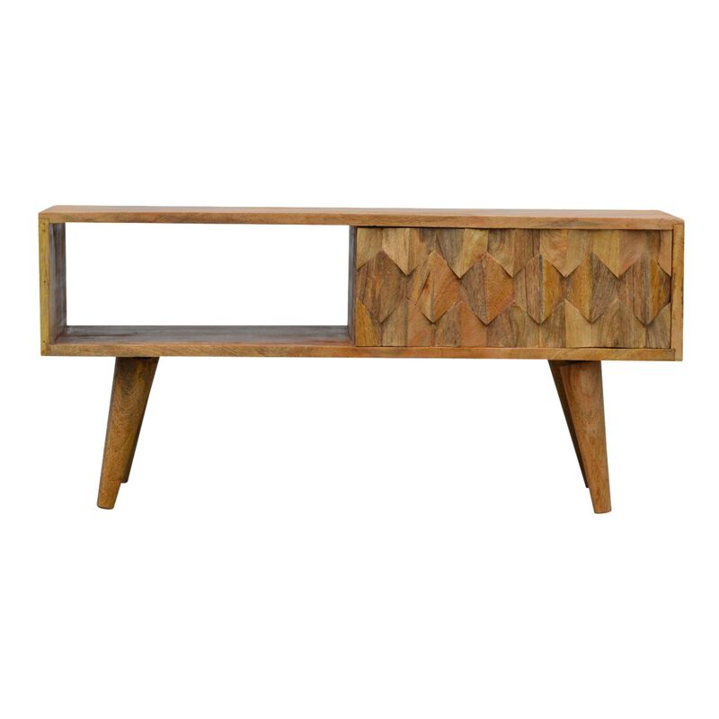 Pineapple Carve Sliding  Solid Wood Media Unit
