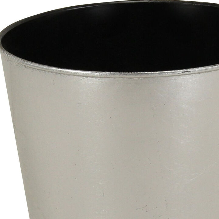 HomeRoots 9" Silver Recycled Plastic Indoor Outdoor Round Pot Planter