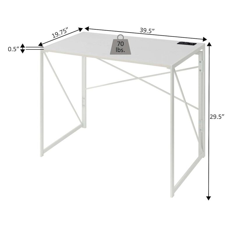 Convenience Concepts Xtra Folding Desk with 2 Outlets and 2 USB Ports
