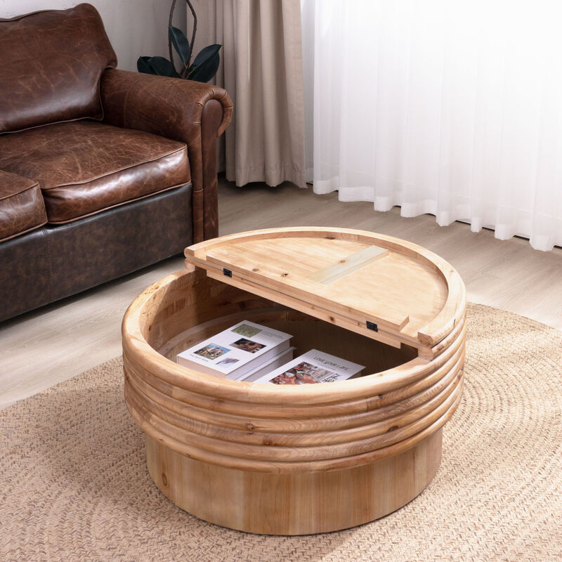 GOODSILO Round Lift-Top Coffee Table with Hidden Storage Compartment for Modern Living Room Organization image number 5