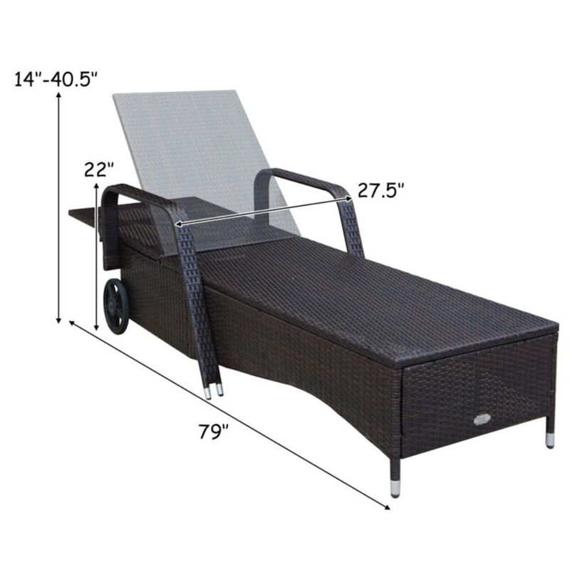 Hivvago Outdoor Recliner Cushioned Chaise Lounge with Adjustable Backrest