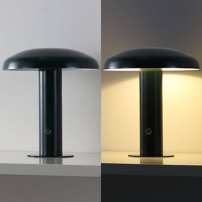 Suillius Contemporary Bohemian Rechargeablecordless Iron Integrated LED Mushroom Table Lamp