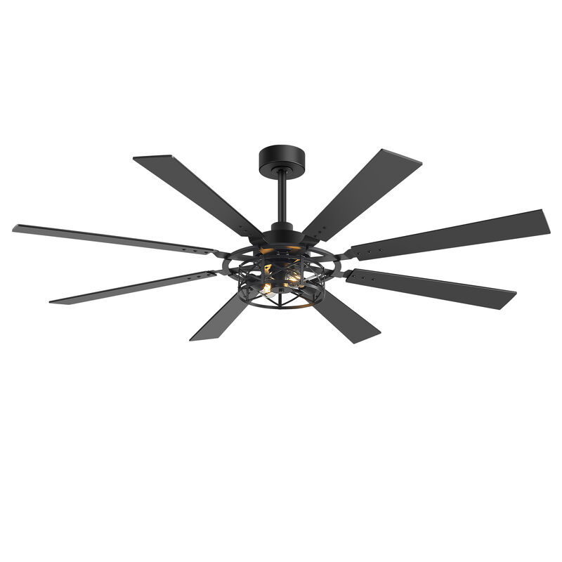 Breezary 65 in Traditional Ceiling Fan with Light,8 Blade Plywood Fan, E26 x2 Bulbs,Remote Control image number 0