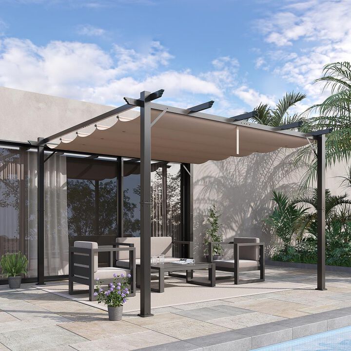 Hivvago 10' x 10' Retractable Canopy Pergola for Backyard and Deck