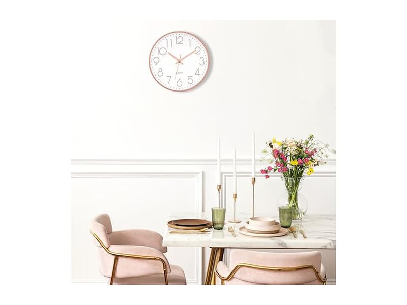 Gold Wall Clock 14 Inch Silent Non Ticking Modern Battery Operated image number 3