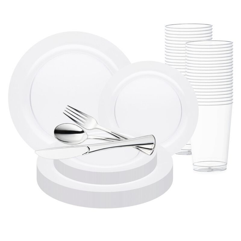 Clear Economy Round Plastic Wedding Value Set (60 Sets) image number 0