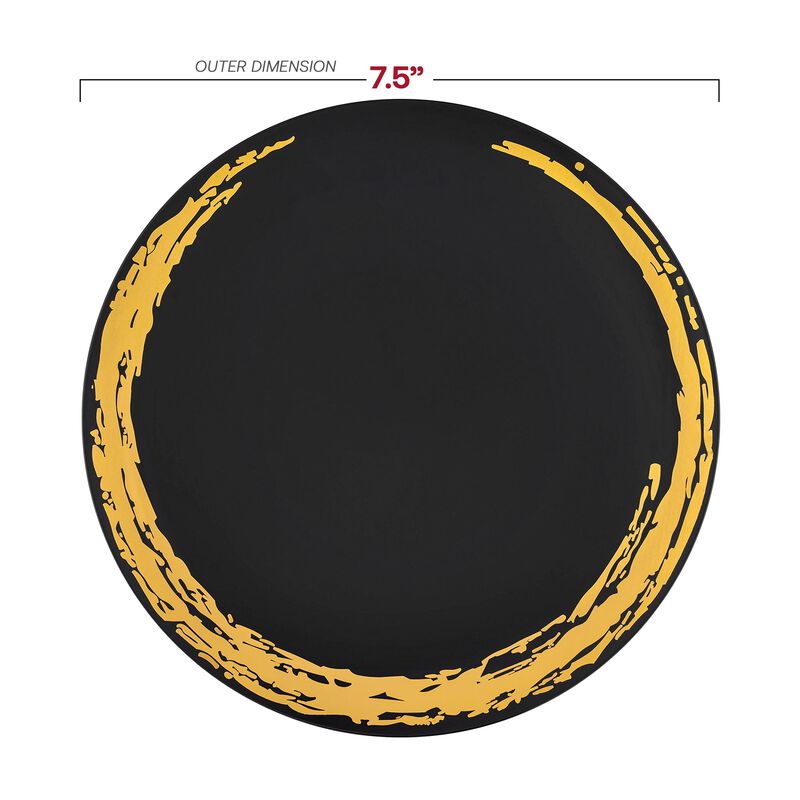 Black with Gold Moonlight Round Plastic Dinnerware Value Set (40 Sets) image number 2