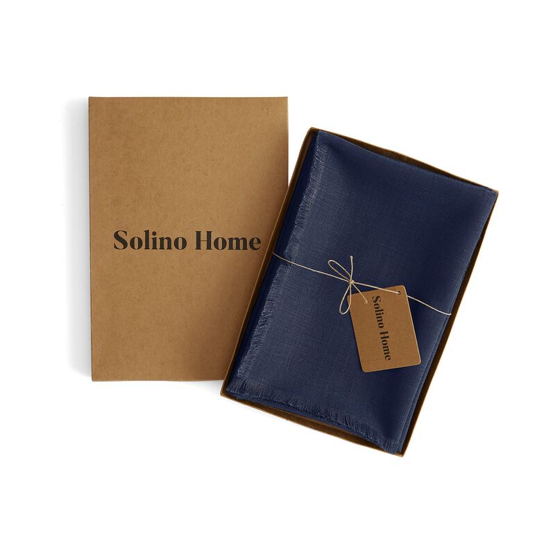 Solino Home Fringe 100% Linen Dinner Napkins &ndash; Set of 4, 20 x 20 in, Machine Washable, Holiday and Everyday Dining