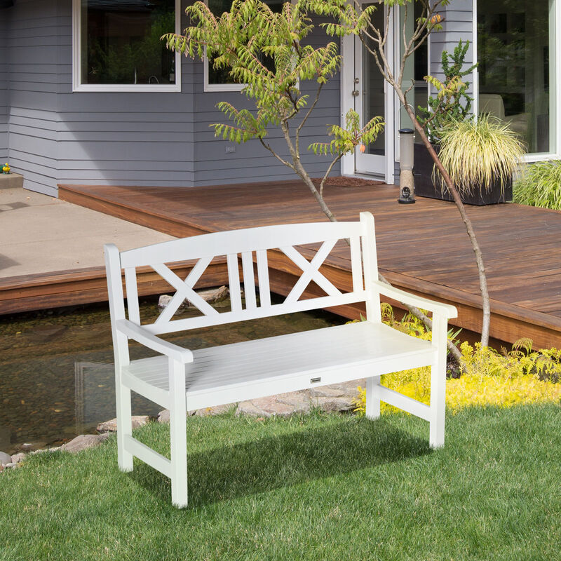 Hivvago 2 Seater Patio Bench Wooden Garden Loveseat Outdoor Seating image number 6