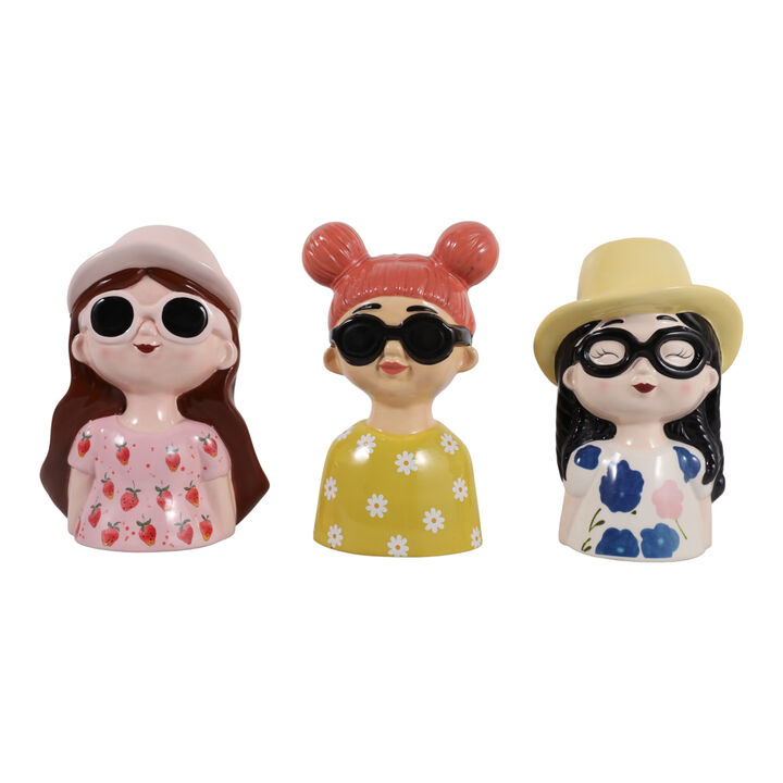 S/3 9" Colorful Girl Figures