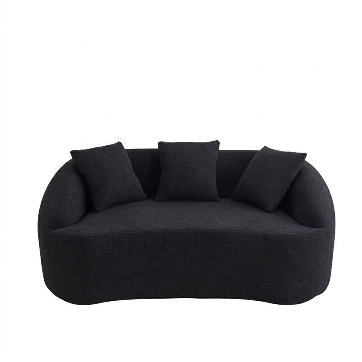 Whisen 65" Chenille Loveseat, 2-Seat Modular Sofa with 3 Pillows for Living Room, Apartment, Office