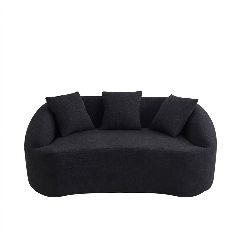 Whisen 65" Chenille Loveseat, 2-Seat Modular Sofa with 3 Pillows for Living Room, Apartment, Office image number 0