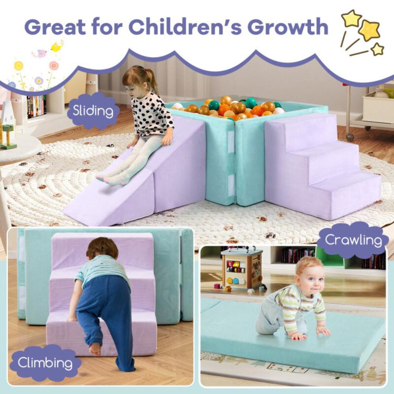 Hivvago 3-in-1 Suede Fabric Soft Play Set Foam Climbing Blocks for Toddlers