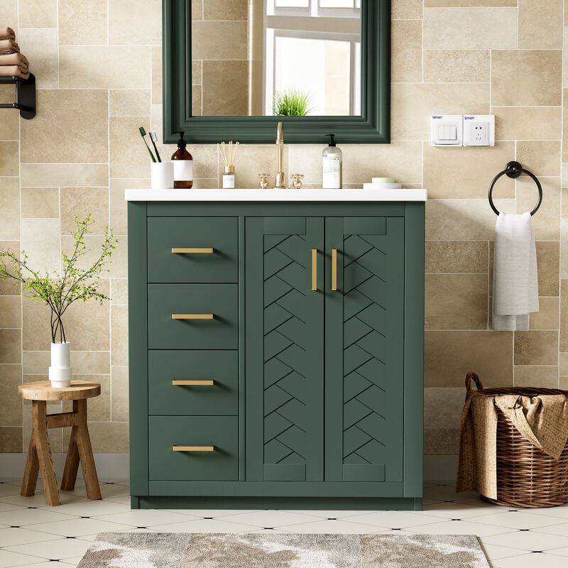 ELEMENT ACE Modern 30-Inch Bathroom Vanity with Ceramic Sink Combo and Storage Cabinet image number 1