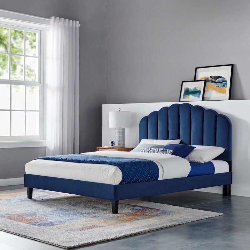 Daisy Performance Velvet Full Platform Bed image number 5