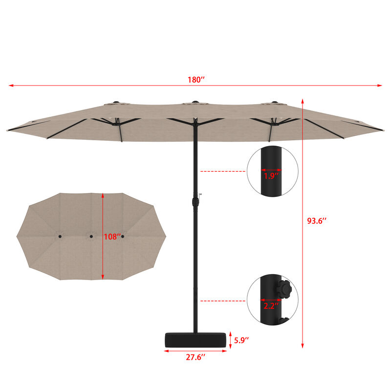FUFU&GAGA 15ft Navy Blue Solar LED Double-Sided Patio Umbrella | Extra-Large Shade with Sturdy Base image number 9