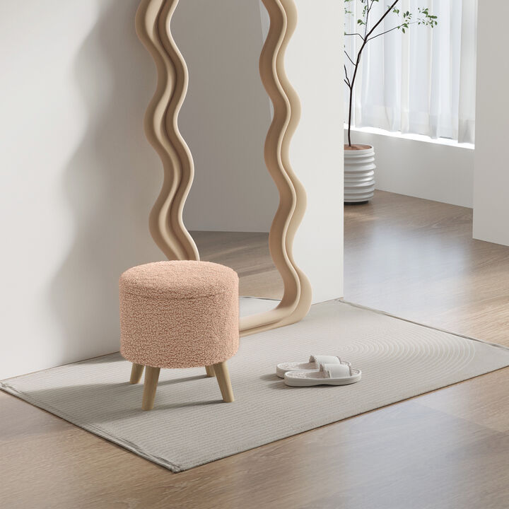 Round Ottoman Stool with Padded Seat for Living Room, Bedroom, or Office