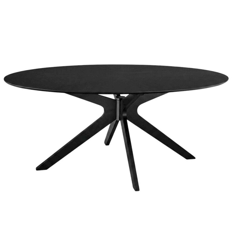 Black Oval Wood Dining Table, Modern Style, Seats 8 image number 1