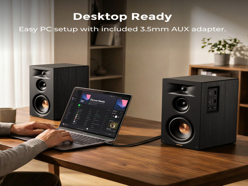 ULTIMEA BS-3 3-Way Powered Bookshelf Speakers, 70W RMS with 5.25" Woofer, HDMI ARC, Bluetooth 6.0, Auracast, App Control, BassMX image number 9