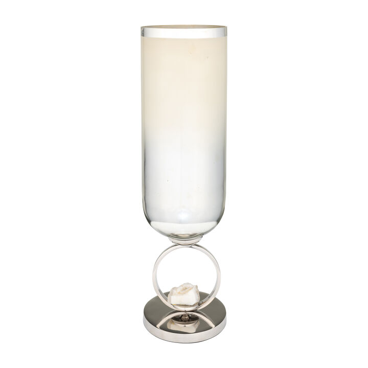 Glass, 21" Vase W/ Metal Base