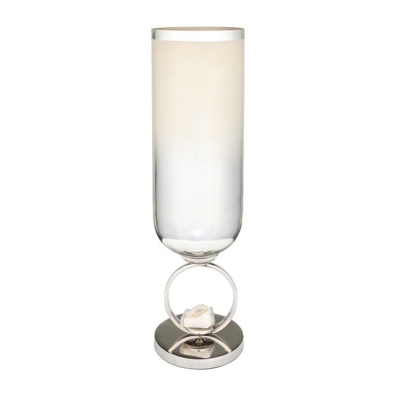 Glass, 21" Vase W/ Metal Base image number 0
