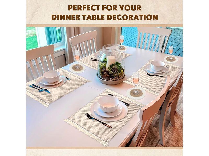 Boho Macrame Table Runner Placemat and Coaster image number 4