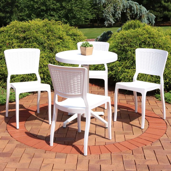 Sunnydaze Hewitt Plastic 5-Piece Dining Table and Chairs Set - White