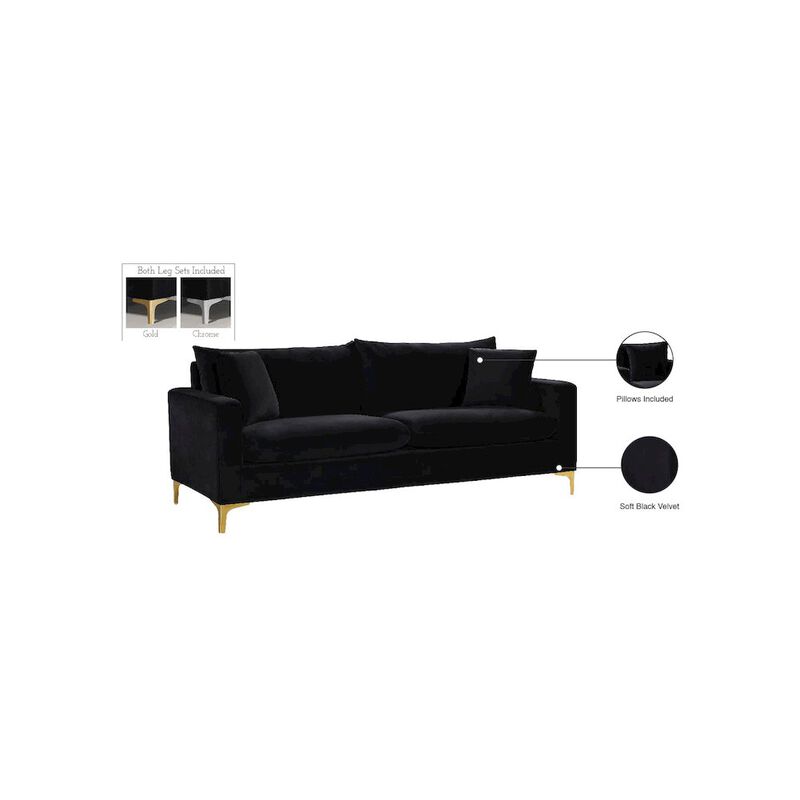 Meridian Furniture Naomi Black Velvet Sofa