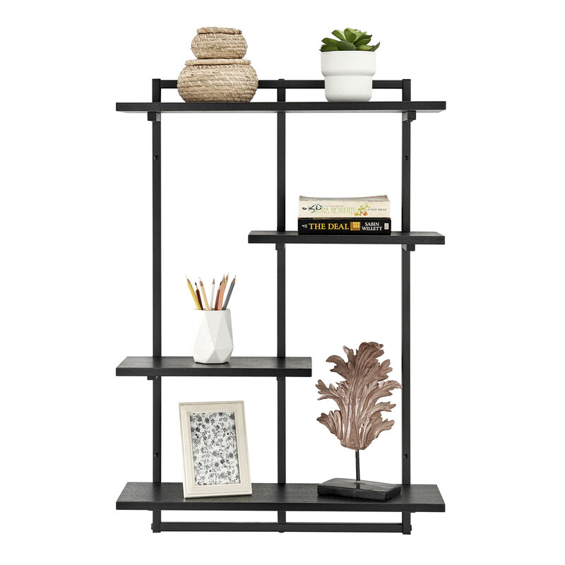 Rhodes 4 Tier Modern Floating Windowsill Wall Shelf Unit with Metal Frame