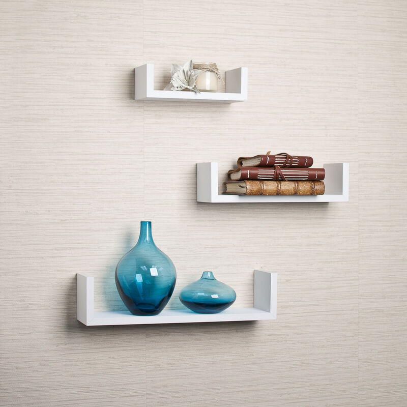Floating 'U' Laminated Veneer Shelves (Set of 3)