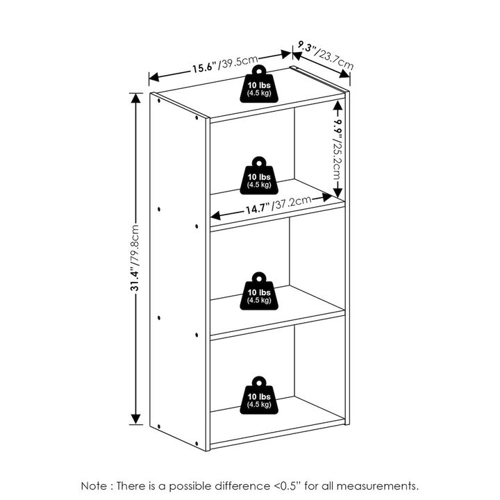 Luder 3-Tier Open Shelf Bookcase, Amber Pine