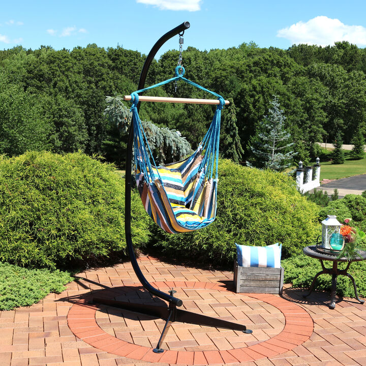 Sunnydaze Cotton/Polyester Rope Hammock Chair with C-Stand