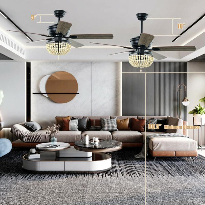 Hivvago Retro Ceiling Fan Light with Reversible Blades Remote Control